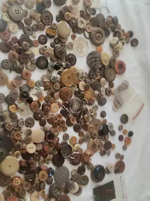 ONE Pound Of Vintage Lot Of Buttons All Sizes OLD Sewing  Buttons -Brown Tones. • $9.99