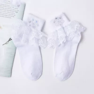 Girls/ladies/baby White Ankle Frilly Lace Socks 1/2/3 Pairs Womens Frill Socks • $15.37