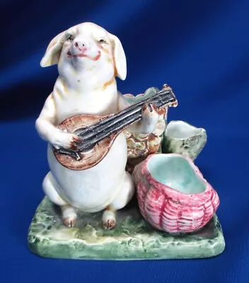 Antique Majolica Figural Smoke Set Pig Playing Banjo • $69.99