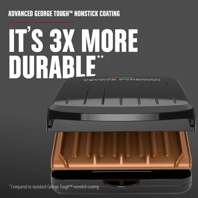 $24.83 • Buy George Foreman Electric Indoor Grill And Panini Press, Black With Copper Plates