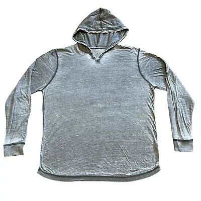 Lucky Brand Shirt Men’s XL Gray Cotton Venice Burnout Hooded Henley Long Sleeve • $10.88