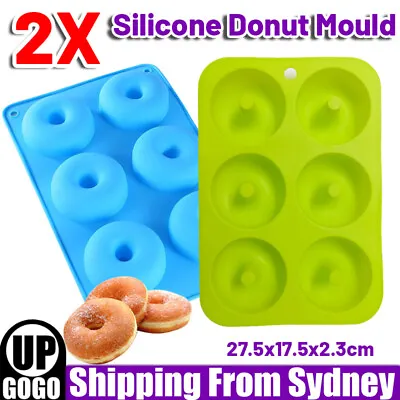 2x Silicone Donut Mold Muffin Chocolate Cake Cookie Doughnut Baking Mould Tray • $10.99