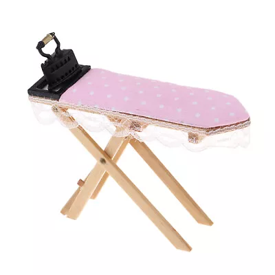 Dollhouse Miniature Foldable Ironing Board With Lace Trim And Vintage Iron • $20.59