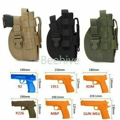 Tactical Molle Pistol Handgun Holster Waist Belt Military Gun Bag Mag Pouches • £7.99