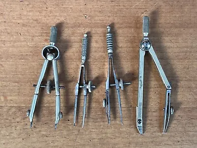 Lot X4 Vintage Small Drawing Drafting Instrument Compass Tools Parts CB17 • $30