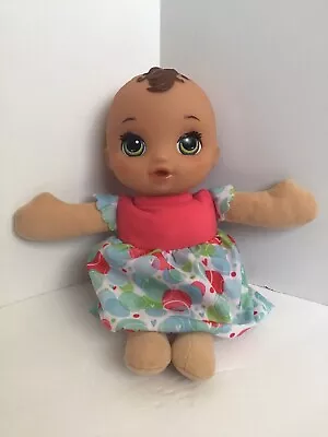 Baby Alive Lil’ Slumbers Doll Brunette 2016 Green Eyes Pink Blue Dress  • $11.97