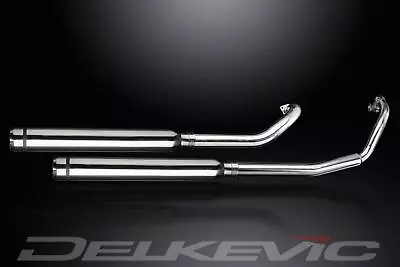 Delkevic Full 2-2 Exhaust 21  Bull Nose Muffler Yamaha V-Star 650 - 97-05 • $485.99