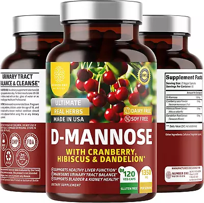 New N1N Premium D Mannose With Cranberry And Dandelion [Max Strength 1300mg... • $77.61