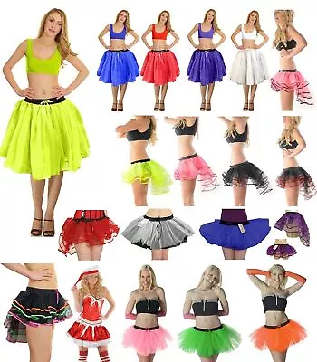 Ladies 3 Layers TuTu Skirt Burlesque Sailor Devil Angel Halloween Fancy Dress • £5.99