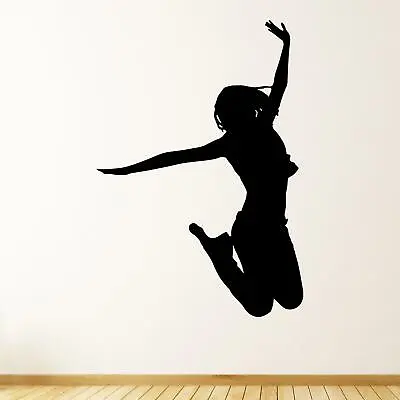 Dancer Jumping Wall Sticker Decal  Kids Dancing Bedroom Silhouette DÃ©cor • £10.73