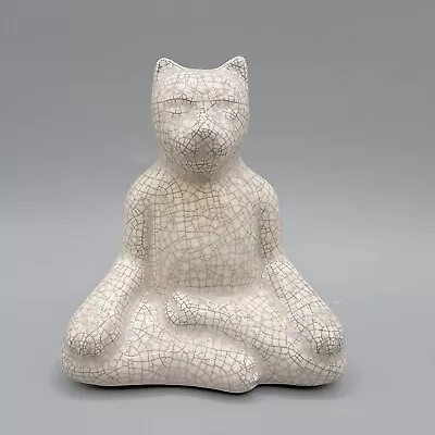 Meditating Venice Clay Buddha Cat Porcelain Crackle Crazed 3” • $29