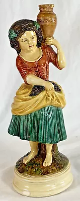 Vintage Borghese Chalkware Painted Lady Carrying Pot On Shoulder 9  • $30