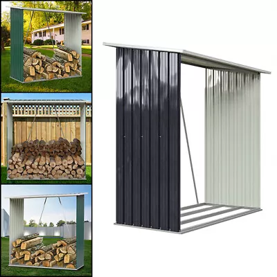 Wood Log Storage Shed Outdoor Garden Galvanised Steel Firewood Log Holder Rack • £85.95