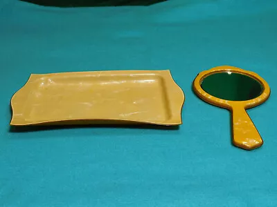 Vintage Lyralin Bakelite Vanity Tray & A Bakelite Hand Mirror. • $16.25