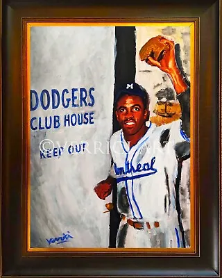 Jackie Robinson Brooklyn Dodgers Original Art Painting 18x24 Montreal Royals • $199.99