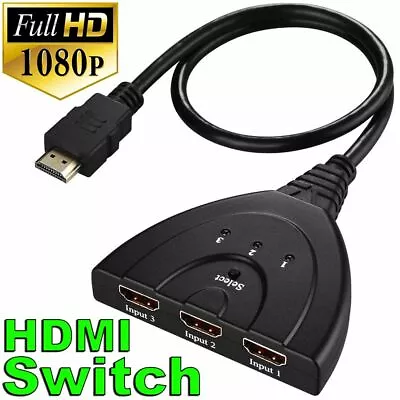 3 In 1 Out HDMI Multi Display Auto Switch Box Splitter 1080P HDTV Adapter Cable • $7.39