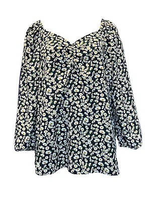 Marina Rinaldi Women's Black Fiore Pullover Blouse Size 22W/31 NWT • $43.75