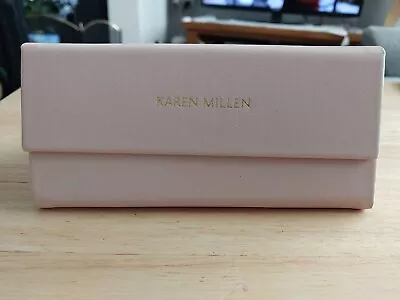 KAREN MILLEN Beige Faux Leather Tri-Fold Glasses Case With Cleaning Cloth - NEW • £15