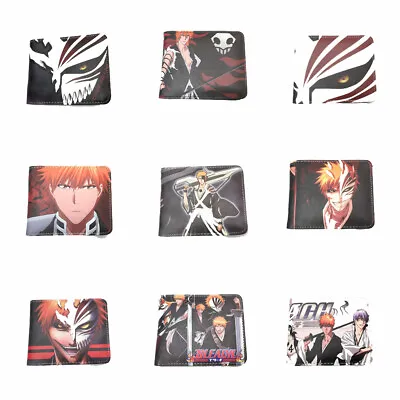 Anime BLEACH Kurosaki Ichigo Bifold Wallet Men Women Coin Wallets SHort Purse • £3.59