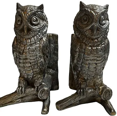 Owl Bookends Detailed VINTAGE Brass Owls Rare 7.5” Hampton Va. • $29.95