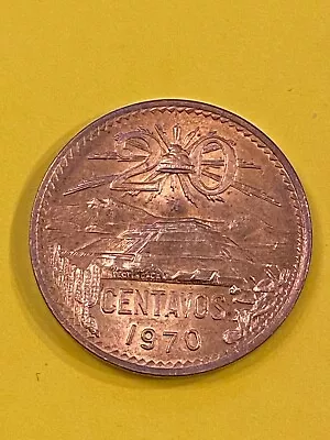 Mexico 20 Centavos 1970 Aguila Chica Unc Free Shipping • $4