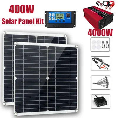 400W Complete Solar Panel Set Kit + 4000W Power Inverter Home 220V Grid System • £41.47
