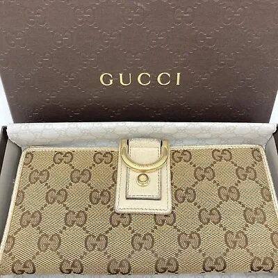 Auth Used GUCCI Purse Leather Long Wallet 1700 Brown Canvas Supreme Abbey • $68.40