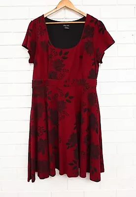 Women's City Chic Burgundy  Floral Short Sleeve A-line Dress Size L • $29