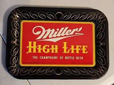 Vintage Miller High Life Beer Tip Tray 1952 Metal Litho USA Schultz Co. • $15