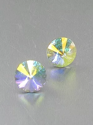 3/4  (10mm) Round AB Crystal Stud Post Earrings • $7.99