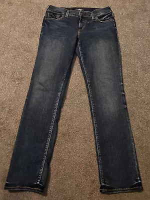 Women's 7 For All Mankind Skinny Dark Faded Stretch Blue Jeans Size 24 • $24.14