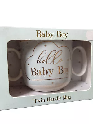 Baby Boy  Twin Handle Keep Sake Mug Gift Baby Shower New Born Present • £7.50