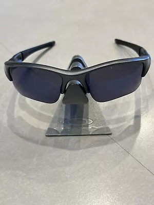 OAKLEY FLAK JACKET 1.0 SUNGLASSES Gray W/ Silver Icons & Blue Iridium Lenses • $238