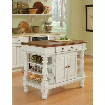 Homestyles Americana Off White Wood Kitchen Island With Storage And Open Shelves • $656.60
