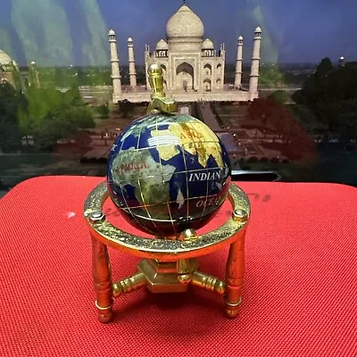 Beautiful DECORATIVE 9  TABLETOP TERRESTRIAL ROTATING GLOBE With Gold Metal Base • $1.99