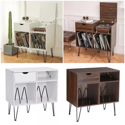 Hommpa Vinyl Record Player Stand Album Turntable Cabinet Table W/ RGB LED Light • $139.99