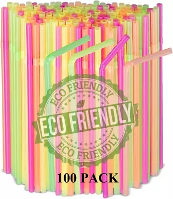 Straws – 100-Pack Colourful Drinking Straws - Strong Long Straws For Cocktail  • £7.64