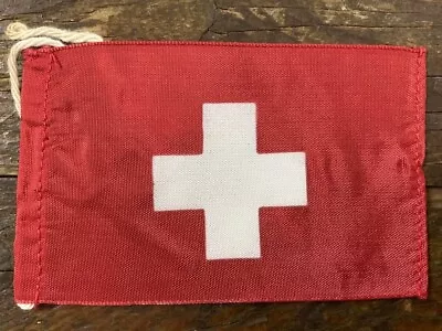 Vintage Cloth Mini FLAG & METAL SWITZERLAND Ensign Merchant Flag 1970's EVC • $12.99