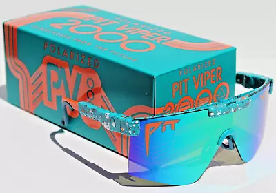 PIT VIPER The Marina 2000 POLARIZED Sunglasses Blue Splatter Shield NEW • $99.99