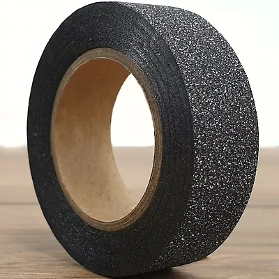 TWINKLY MIDNIGHT BLACK WASHI TAPE Glitter Craft Decorative Masking Stick On 10M • £3.78