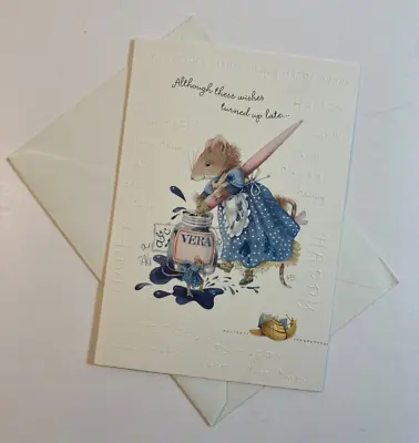 Marjolein Bastin Vera The Mouse Happy Belated Birthday Greeting Card • $5