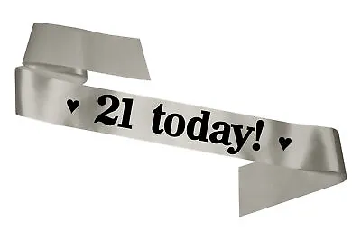 Silver 21 Today Birthday Sash Sashes Cheap Celebration 21st Party Gift Present • £4.95