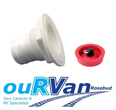 25mm Caravan Sink Plug Small Red Rubber With Chain Hook Camec • $25.95