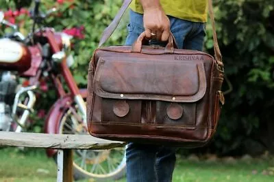 Men's New Leather Handmade Business Laptop Briefcase Shoulder Work Messenger Bag • $70.43