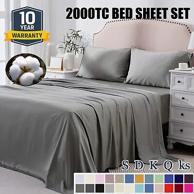 $34.33 • Buy 4Pc Egyptian Cotton Bed Flat Fitted Sheet Set Soft Single/Double/Queen/King Size