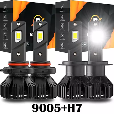 RIDROID 9005+H7 LED Headlight Bulb Combo Bulbs High Low Beam Kit White 6000K • $44.59