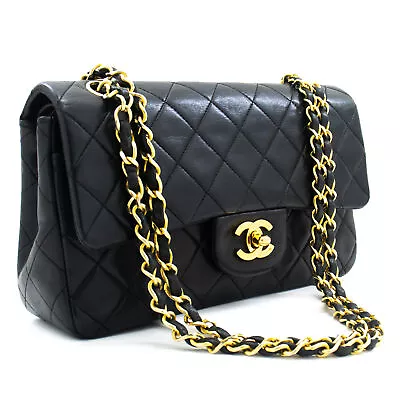 CHANEL Classic Double Flap 9  Chain Shoulder Bag Black Lambskin L43 • $7485