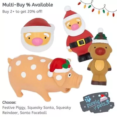 Good Boy Festive Christmas Dog Toys Latex Vinyl Squeaky Reindeer Santa Pig Ball • £8.99