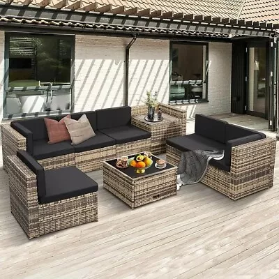 8-Pieces Patio Furniture Set Outdoor Sectional Sofa Rattan Wicker Sofa W/ Table • $599.99