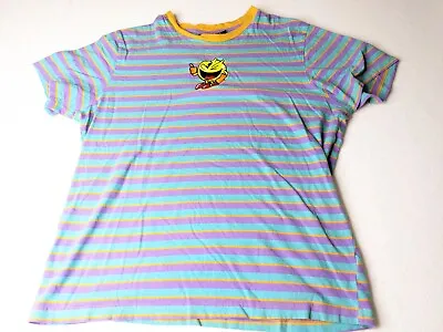 Vintage Pacman Shirt Mens Medium Stripes Embroidered See Measurements • $12.99